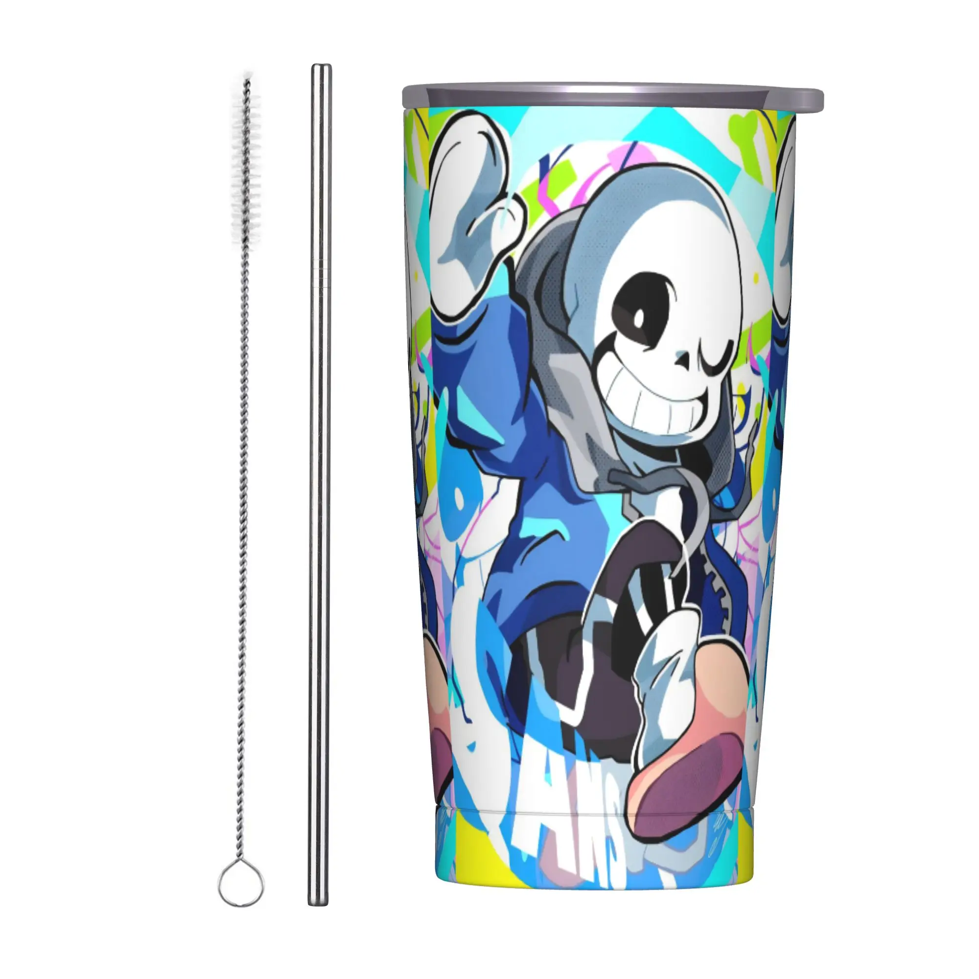 

Undertale Sans Game Tumbler Vacuum Insulated Cup with Lid Straw Car Mug Spill Proof, 20oz