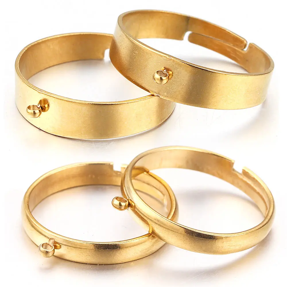 5 teile/los Edelstahl Einstellbar Leere Ring Mit Löcher Für DIY Schmuck, Der Einstellung Zubehör Charms Materialien Handwerk – Detail 2