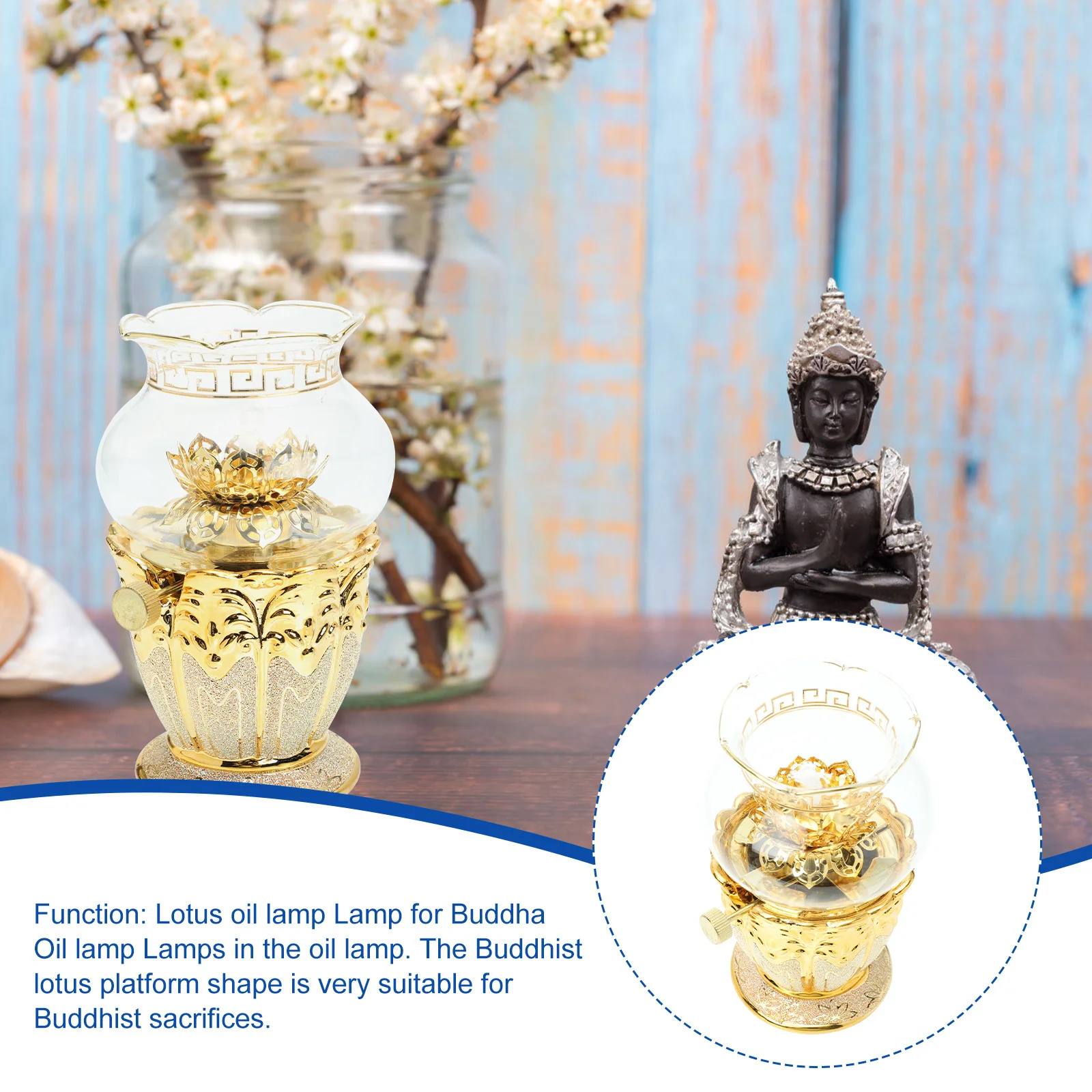

Exquisite Alloy Lotus Shaped Oil Lamp Light Home Decoration Buddha Hall Unique Lighting Alloy Lotus Shaped Oil Lamp