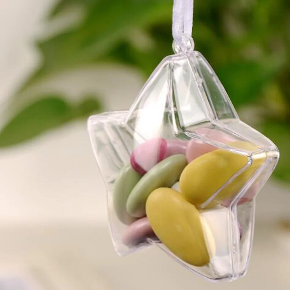 

6Pcs Transparent Christmas Ball Candy Boxes Star Shape Candy Storage Containers for Wedding Party Gifts Decoration