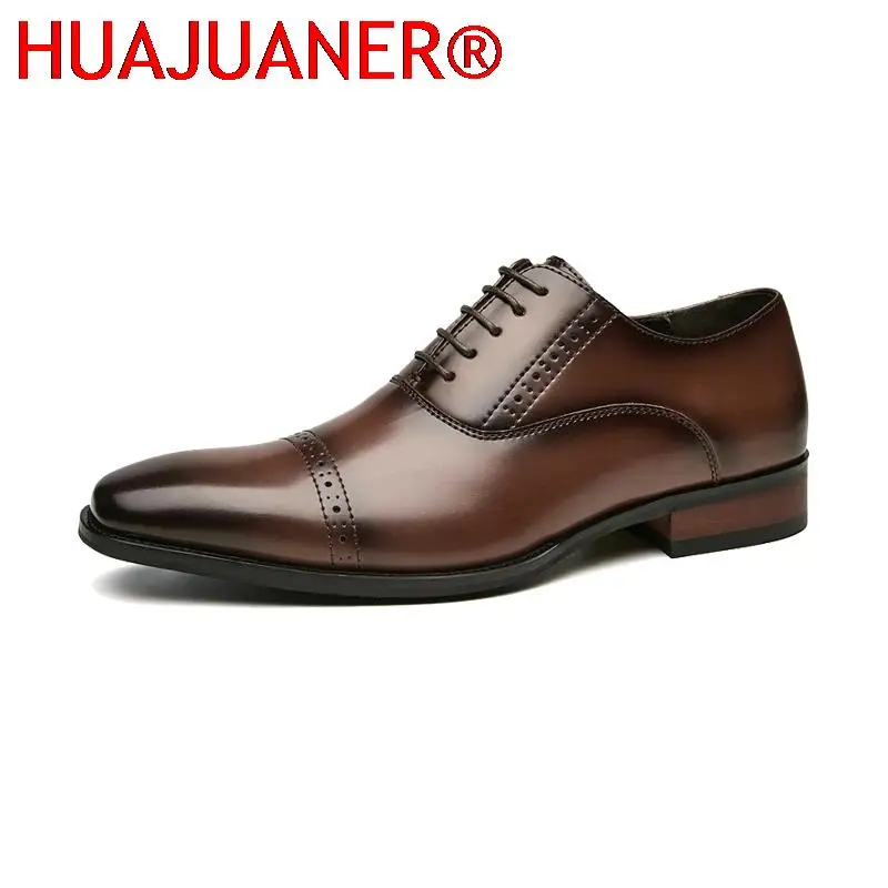 2026 Fashion Oxford Black / Brown Brogue Shoes Men Formal Wedding Shoes Genuine Leather Office Business Shoes Mens Dress Shoes