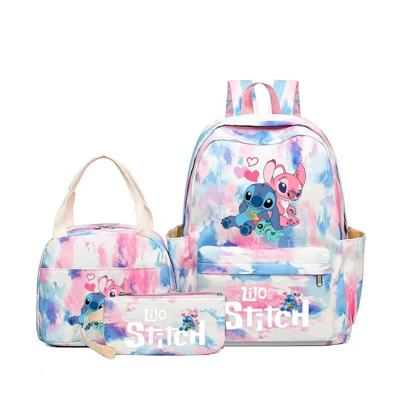 Stitch Large Capacity Backpack Set, Cartoon Anime Schoolbag, Kids Girl Travel Commute Knapsack With Lunch Bag And Pencil bag