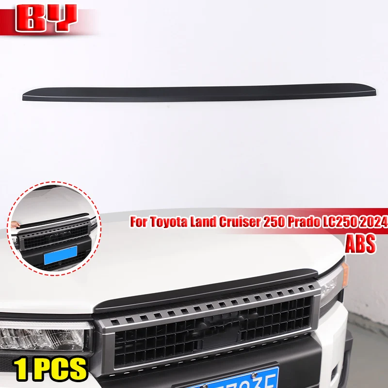 

For Toyota Land Cruiser 250 Prado LC250 2024 ABS Black Front Hood Bonnet Grille Strip Lid Cover Trim Decorative Car Accessories