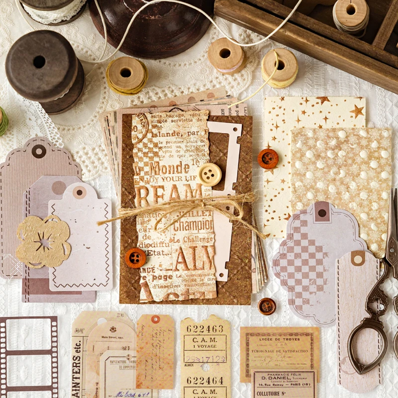 Mr. Paper Mixed Material Letterpress Embossed Material Paper Cardstock Paper DIY Handbook Photo Frames Album 74Pcs in