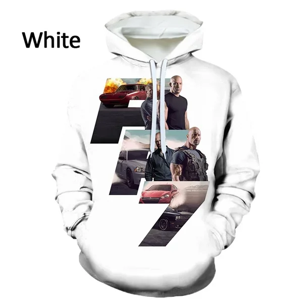 2022 New Fashion Men's Street Style Cool Sports Hoodie Fast and Furious Pattern 3D Printing Hoodie