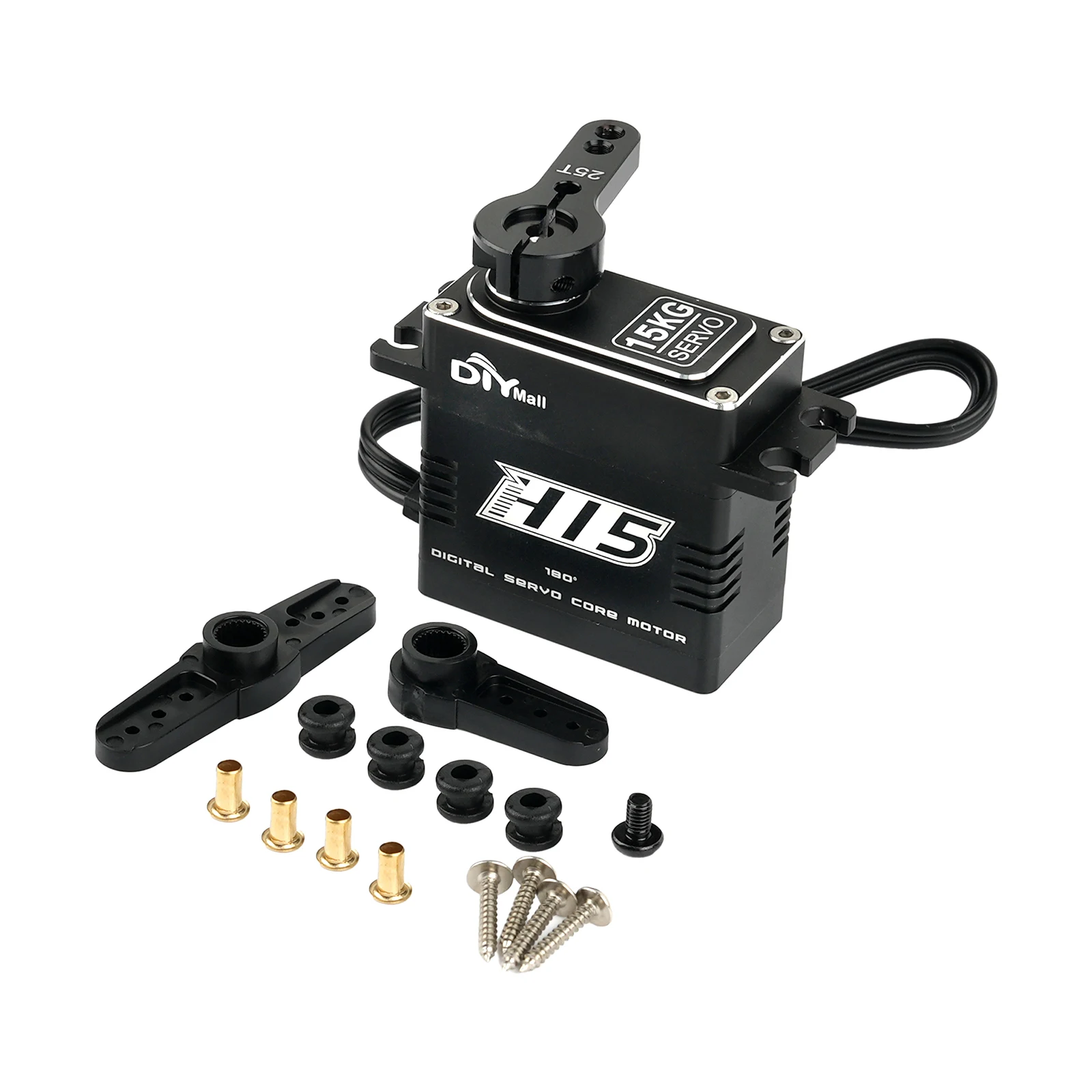 engrenagem completa 180 do metal do motor da escova de carbono do servo de 15KG Digitas do metal ° /270 ° /360 °   Servo DIY para peças de brinquedo de robô de helicóptero de carro RC