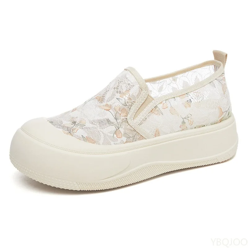 새로운 여름 경량 통기성 메쉬 천 신발 여성 캐주얼 편안한 부드러운 밑창 미끄럼 방지 두꺼운 밑창 키높이 신발