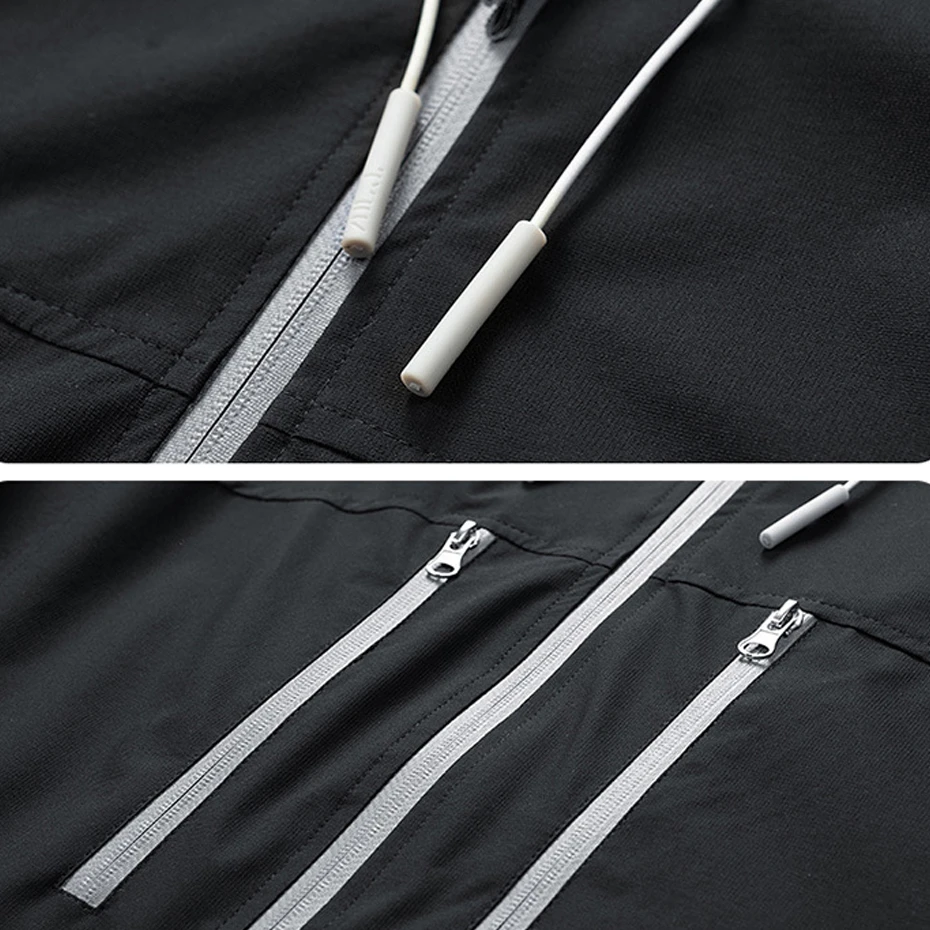 Spring Autumn Waterproof Windbreaker Jacket Coat Men Hooded Camp Jacket Fashion Casual Solid Color Outerwear Male