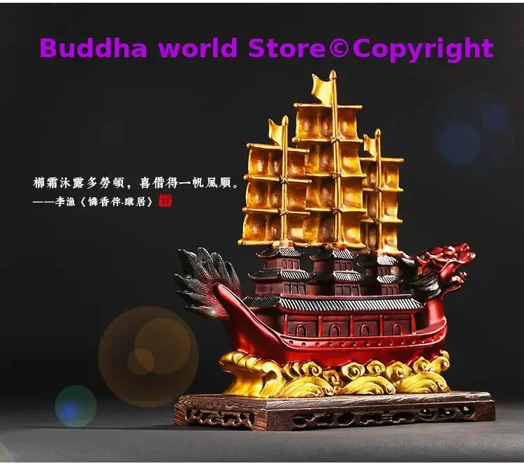 تمثال الحظ السعيد الآسيوي الكبير عالي الجودة لشركة المتجر المنزلي يجلب حسن الحظ نجاح قارب التنين تمثال التميمة النحاسي