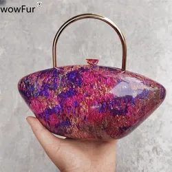 Muti-Color Colorful Acrylic Box Clutches Lady Summer Beach Hobos Handbag With Metal Bag Handle Evening Brand New Party Purse