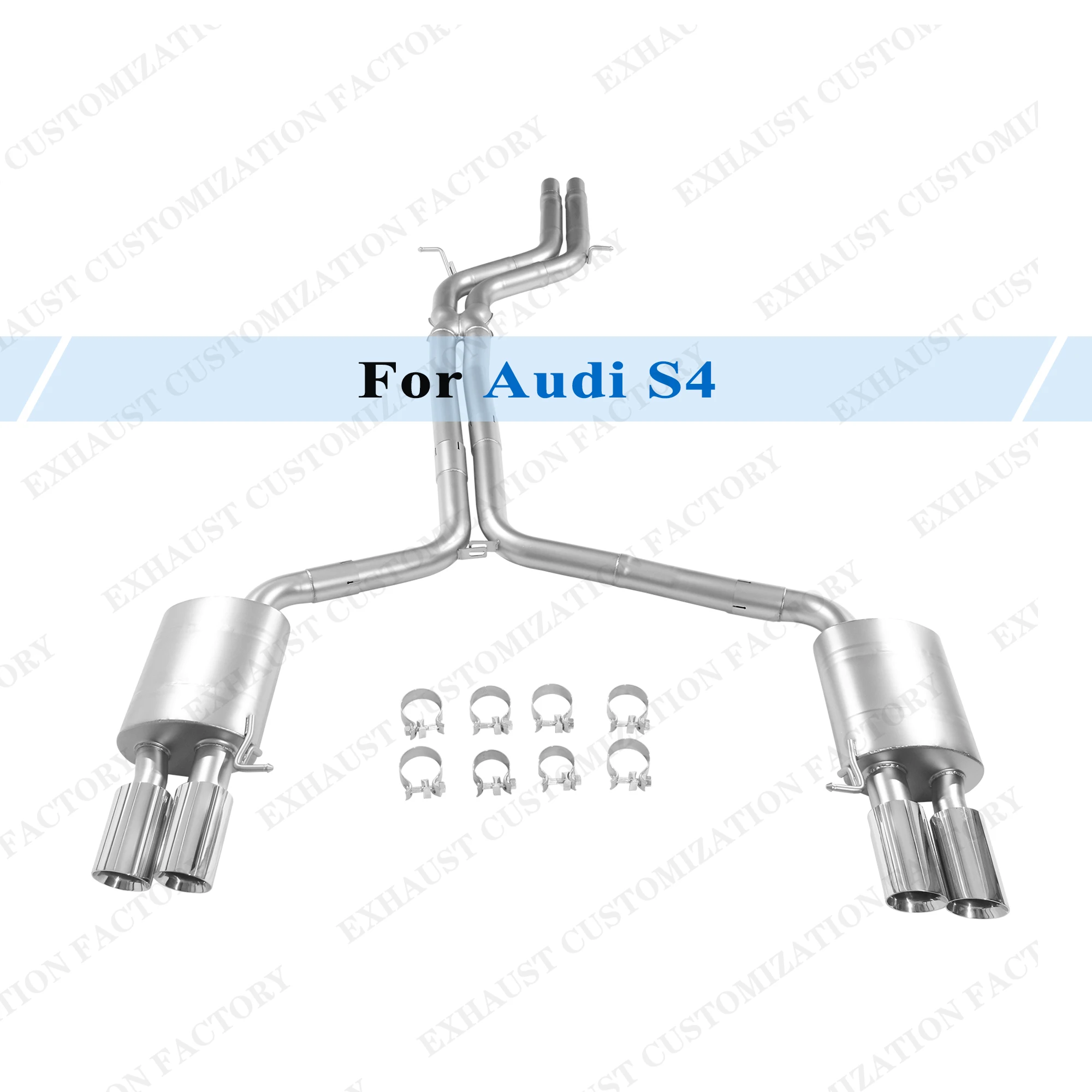 Catback Exhuast System for Audi S4 3.0T Performance Muffler Valve Customizable