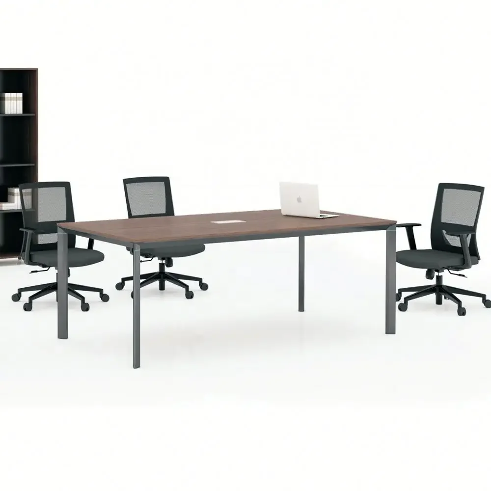 Modern small 6 8 10 people seat Office furniture brown wooden top meeting MFC table designer conference table