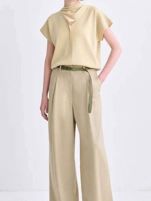 

Ele High Waist Wide Leg Pants Women's Suit Pants Commuter Straight Cut Loose Fit Versatile Faionable Autumn Ladies Trou...