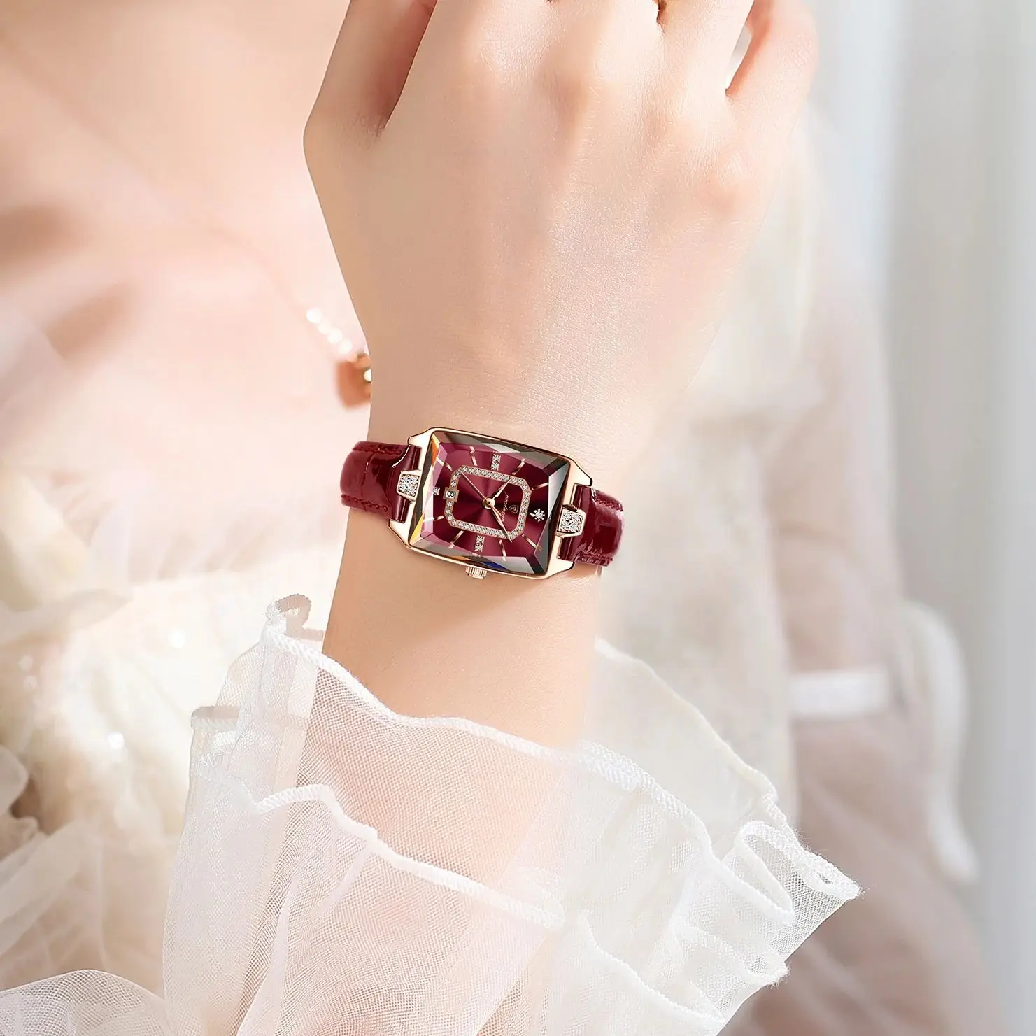 POEDAGAR модные прямоугольные женские наручные часы кожаные водонепроницаемые часы с датой для женщин элегантные роскошные женские кварцевые часы Reloj