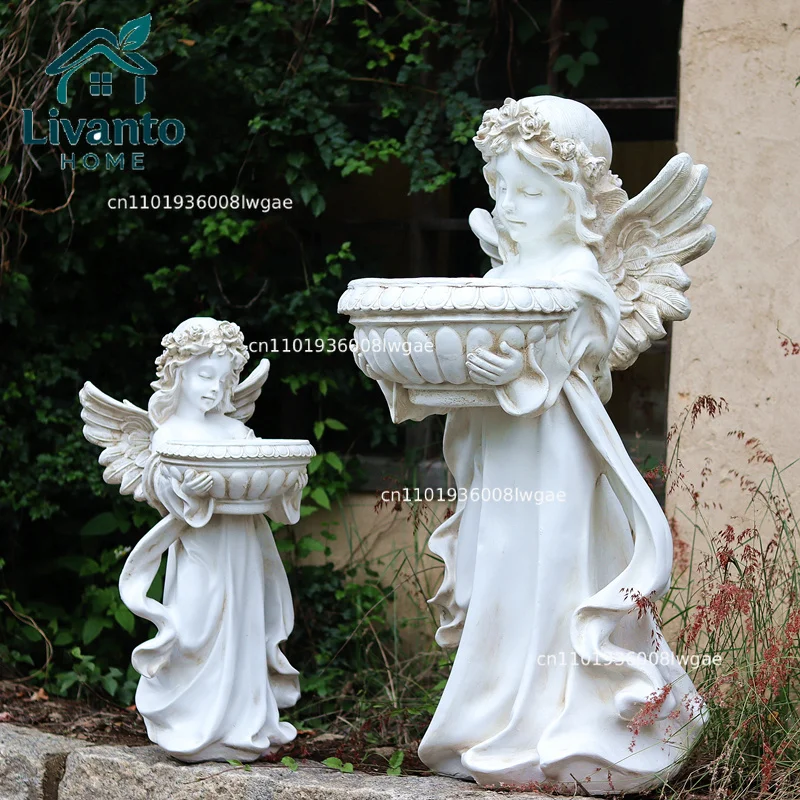 

Angel Sculpture for Garden Resin Outdoor Figurine, Retro Garden Statue, Creative Landscape Decor for Patio or Lawn Display