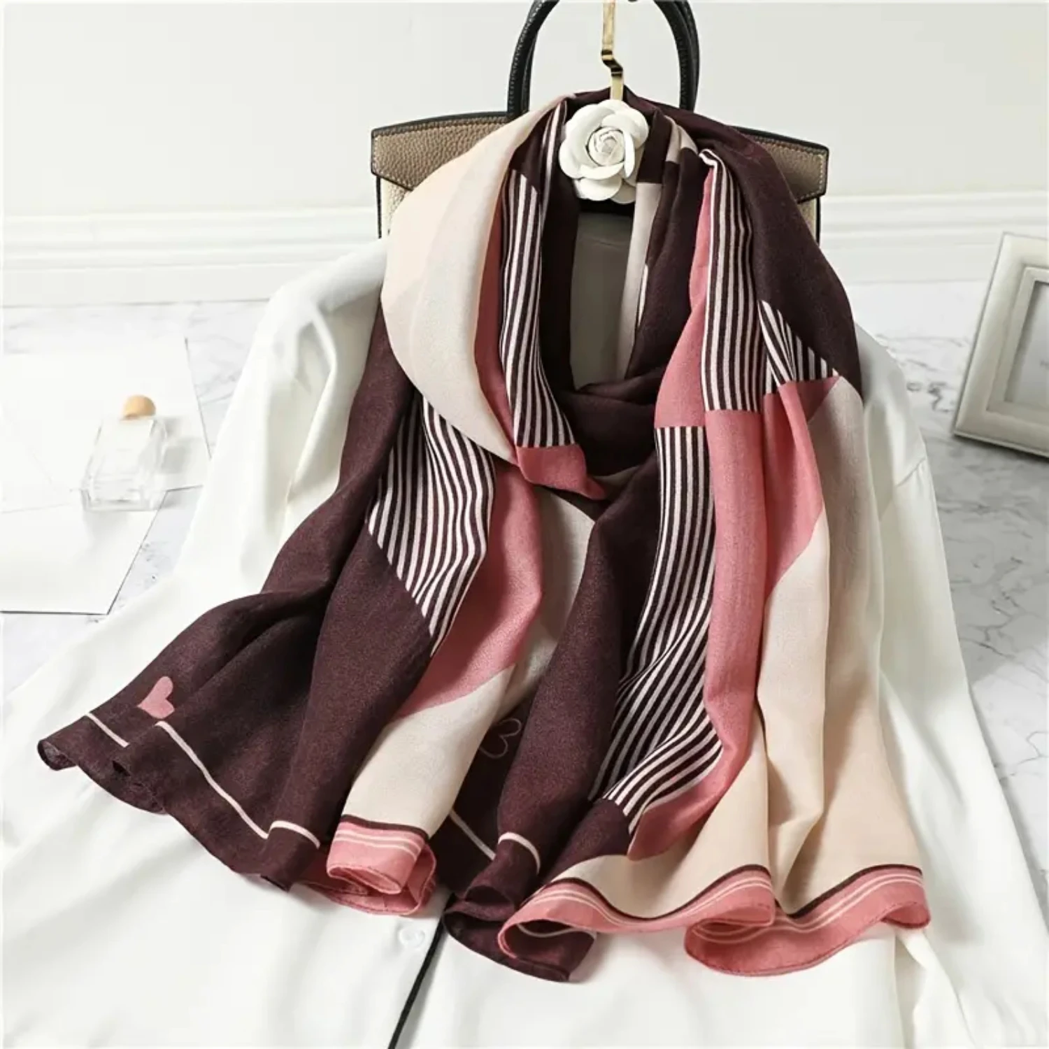 Simple Striped Colorful Love Shawl Scarf - Fashionable Winter Women's Warm Scarf