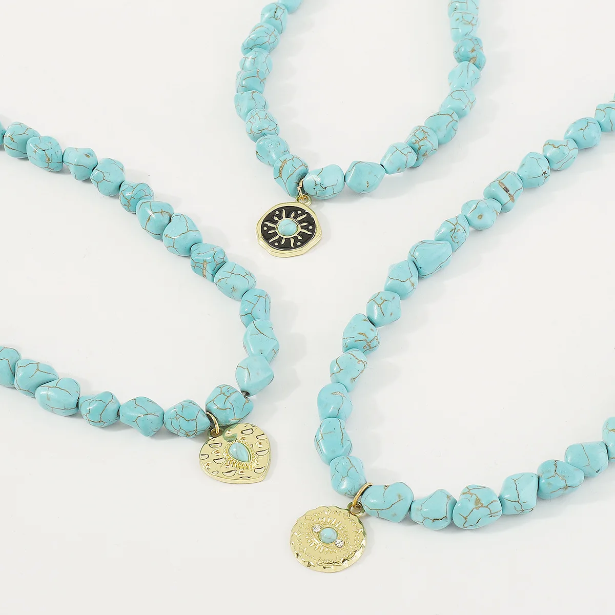 

Turquoise Necklace Devil'S Eye Pendant Necklaces For Women Bohemian Style Collarbone Chain Gift Jewelry