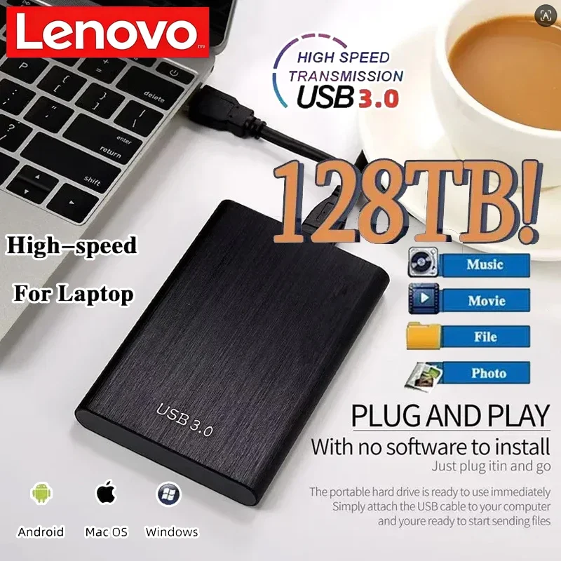 

Внешний SSD-накопитель Lenovo USB 3.0, 256 ТБ, портативный, высокоскоростной, 2 ТБ, 8 ТБ, для массового хранения данных