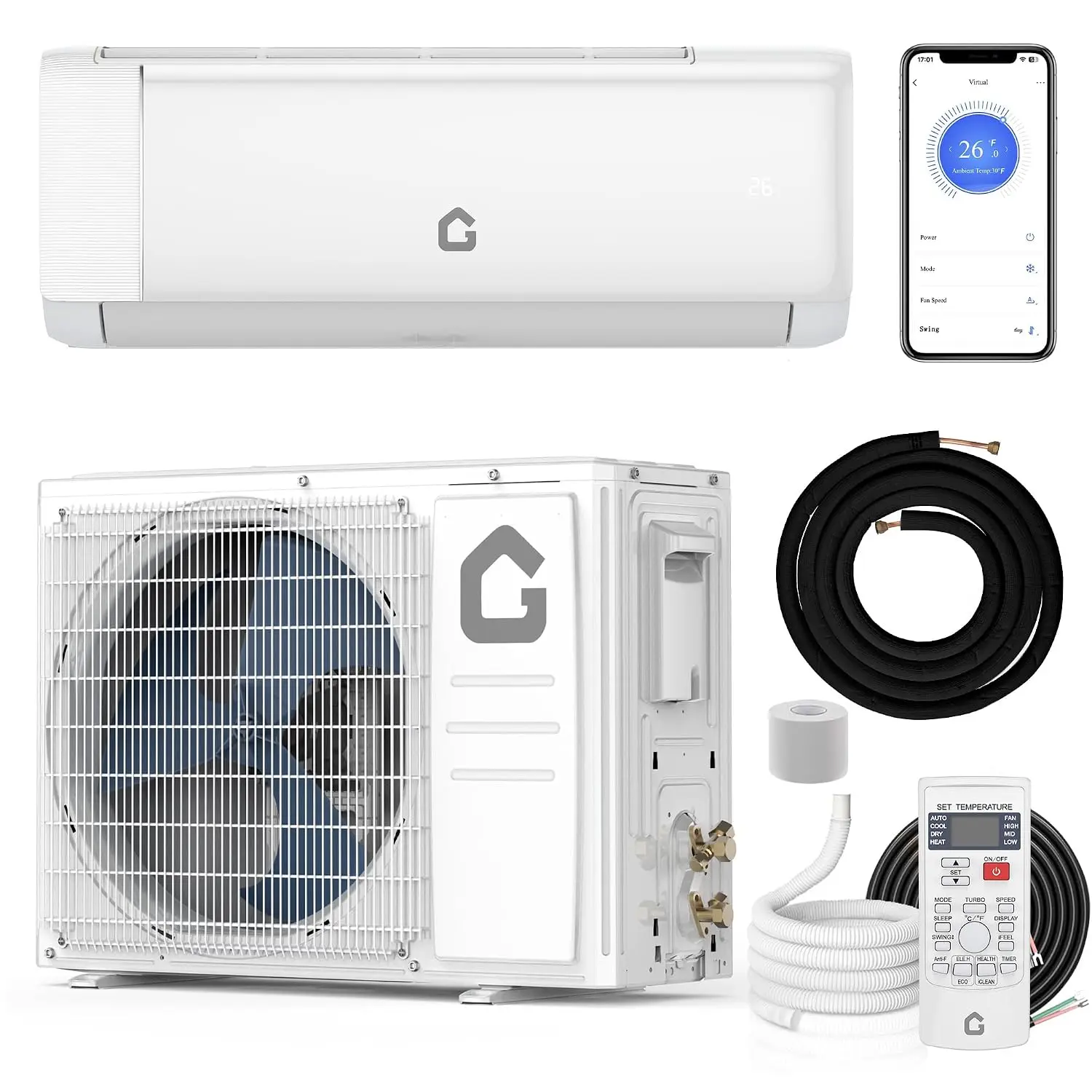 12,000 BTU Mini Split Air Conditioner with 22 SEER2 Efficiency,750 Sq.Ft Cooling/Heating, Energy Star Certified,Smart, Custom