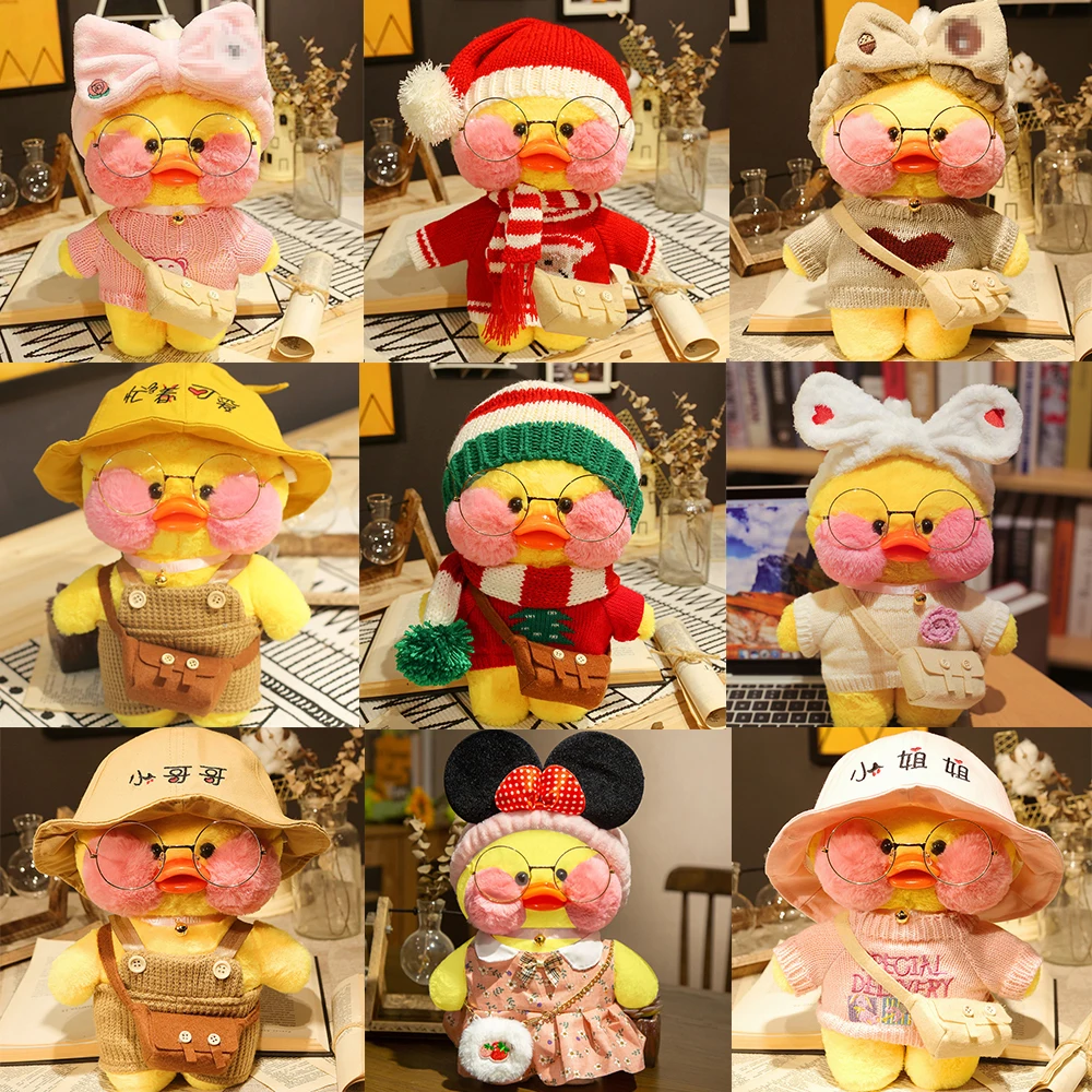 30cm Cute LaLafanfan Cafe Duck Plush Toy Kawaii LaLafanfan Duck Doll Soft Stuffed Animal Plush Pillow Birthday Gifts for Kids