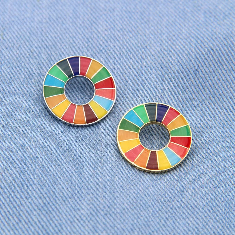 6g The Sustainable Development Goals Brooch United Nations SDGs Rainbow Pin Badge Fashion Jewelry For Women Men