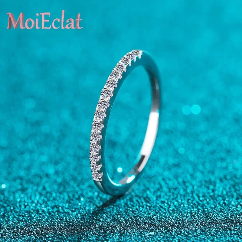 Charm 0.15ct Moissanite Engagement Ring for Women & Men, Glamorous One Row Diamond Platinum PT950 Rings Wedding Jewelry