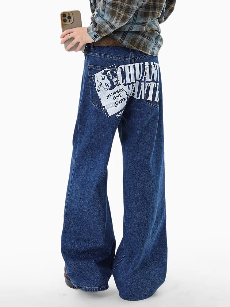 REDDACHiC 90s Skater Graphic Jeans for Woman Letter Print Straight Wide Leg Pockets Low Waist Casual Pants Hip Hop Streetwear