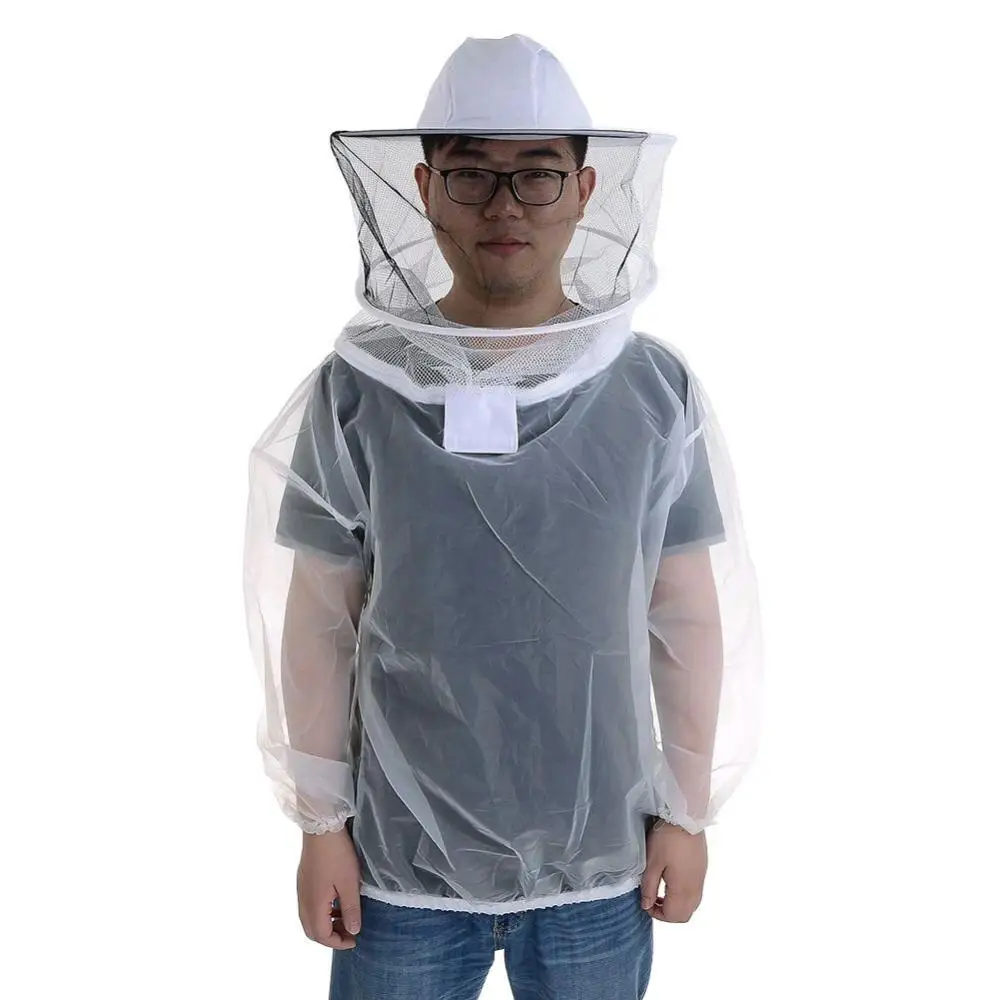 BeekeeperSmock Hat Mesh Veils Smock Beekeeping Anti-Bee Half Body Protective Clothes Jacket Suit Apiculture Bee Dress Equipment