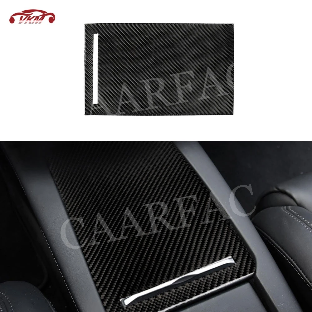 

Carbon Fiber Car Console Armrest Box Decorating Cover Trim Sticker Plate For Tesla Model S X 2014-2019 Car Styling