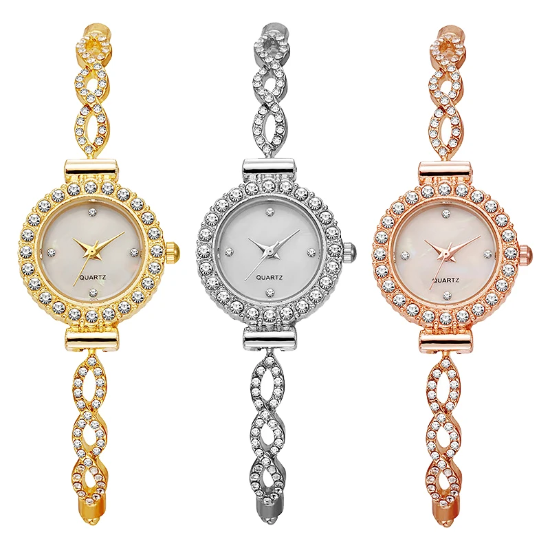 Women's Fashion Quartz Watch Featuring Eight Shaped Diamond Studded Design Adjustable Strap Daily Wear Ladies Wristwatch Stylish