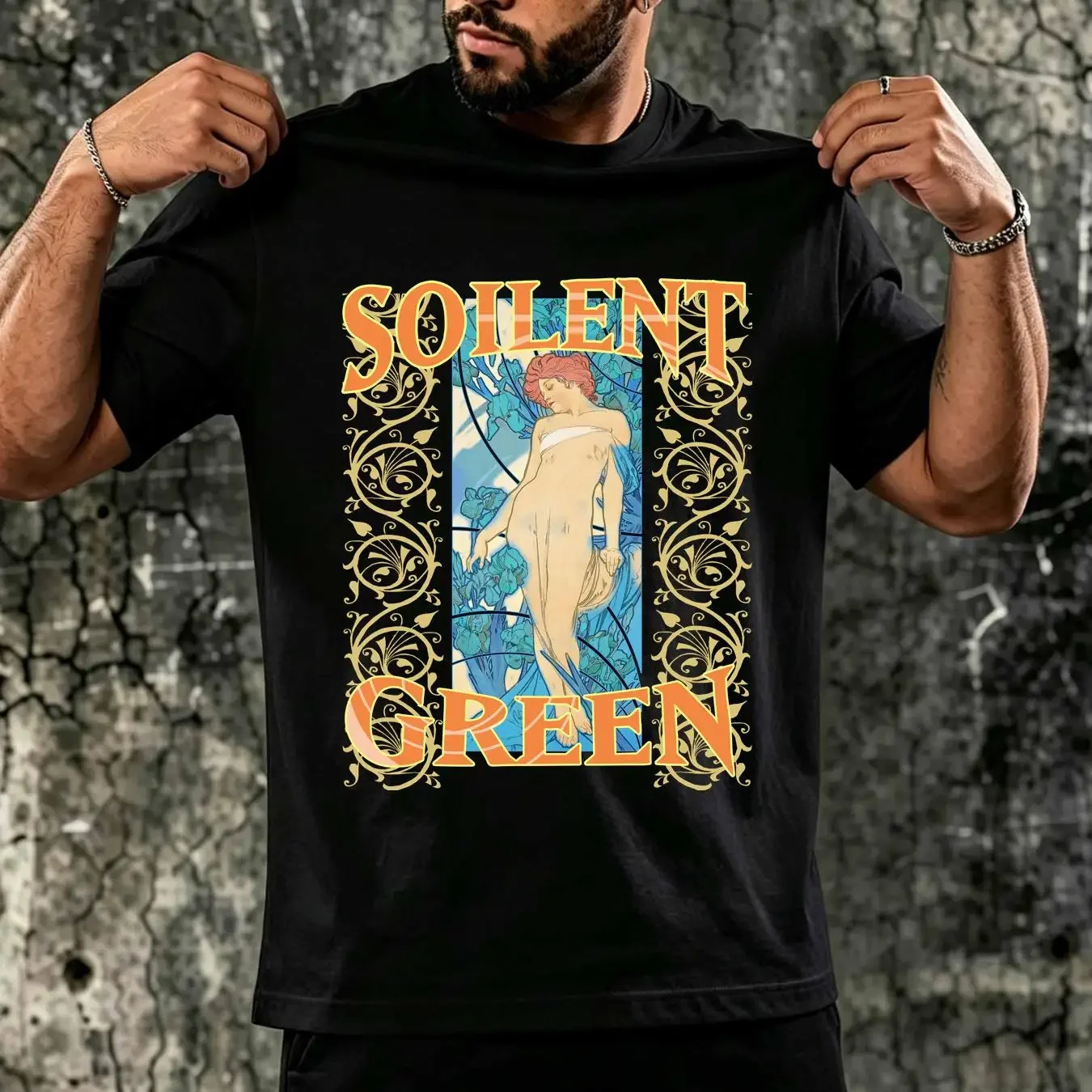 washed T Shirt Vintage Soilent Green Sewn Mouth Secrets Adult SizeXL Black vintage Washed fashion Versatile Comfortable Casual