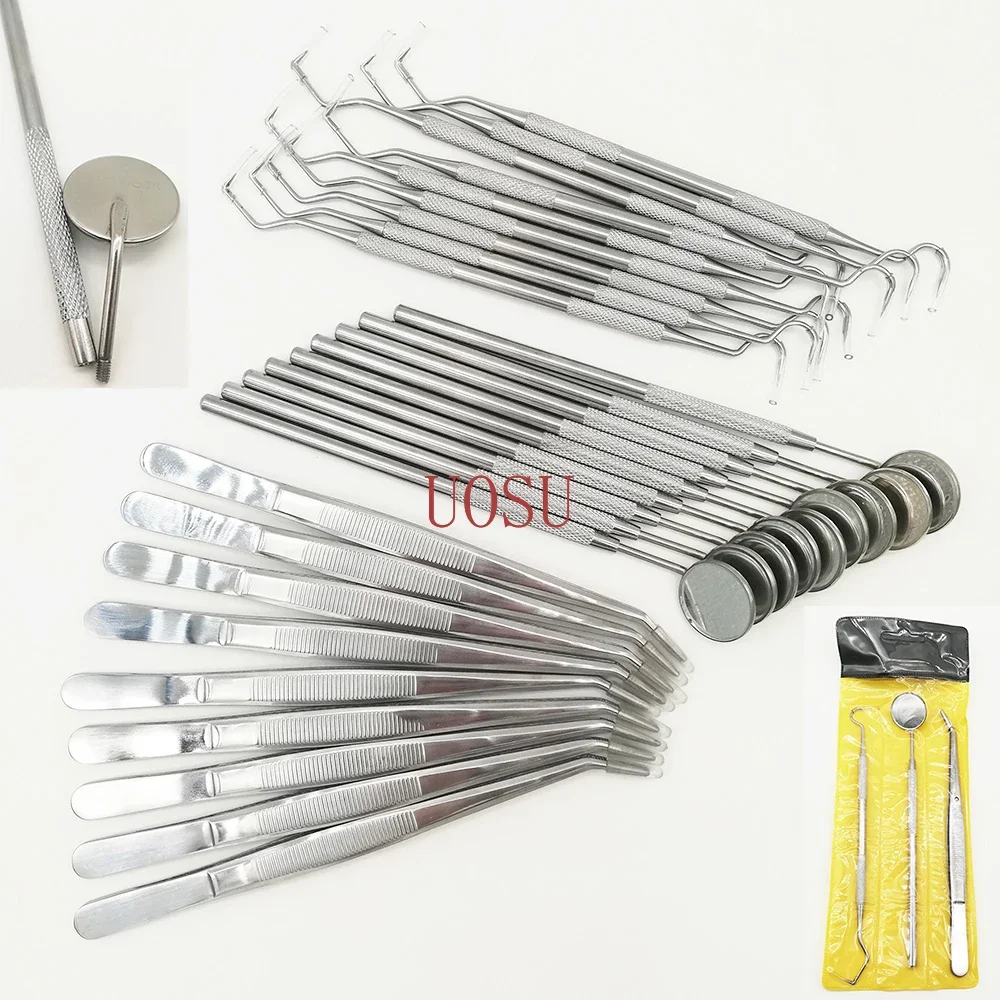 Kit de espejo Dental para laboratorio de odontología, herramienta de selección de dentistas, escalador de dientes, materiales dentales, 3 piezas por juego, 9 juegos