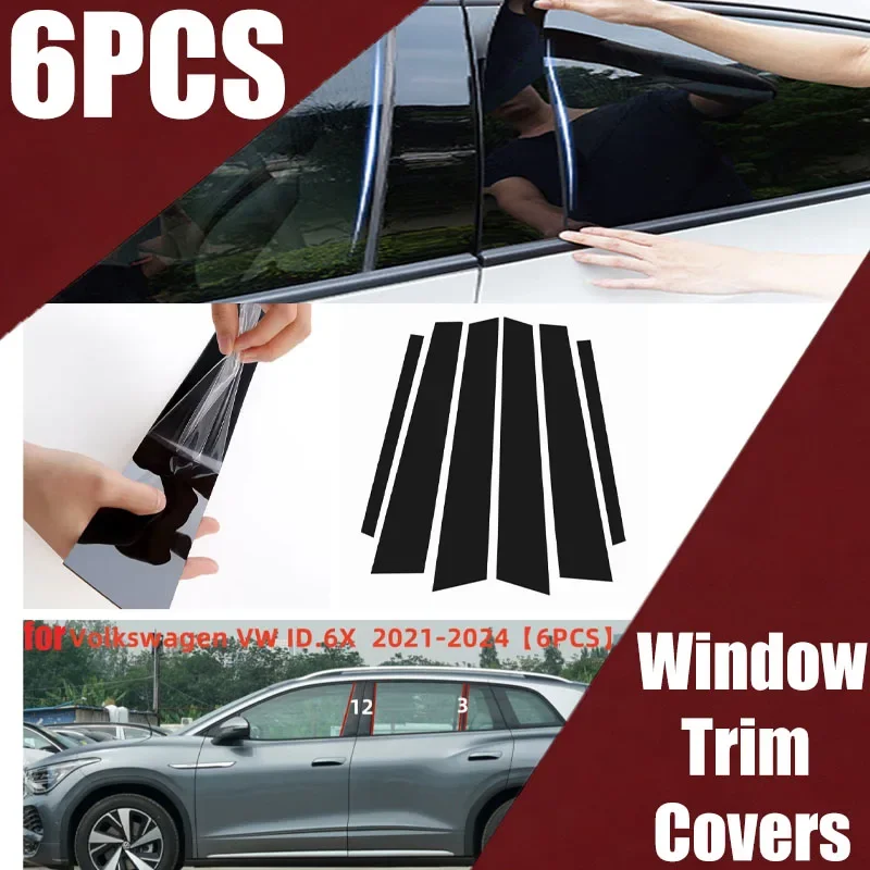 

Suitable for 2019-2023 Volkswagen ID.3 ID.4 ID.6X pillar decorative window door frame bright black center pillar sticker