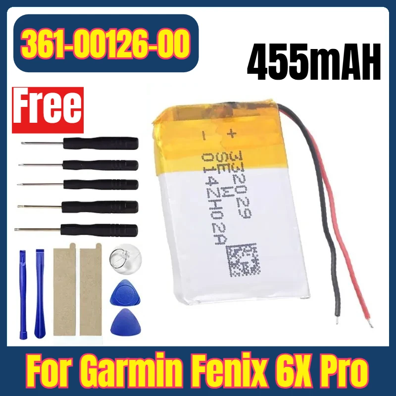 

361-00126-00 3.8V 455mAH Watches Batteries for Garmin Fenix 6X Pro+Free Tools