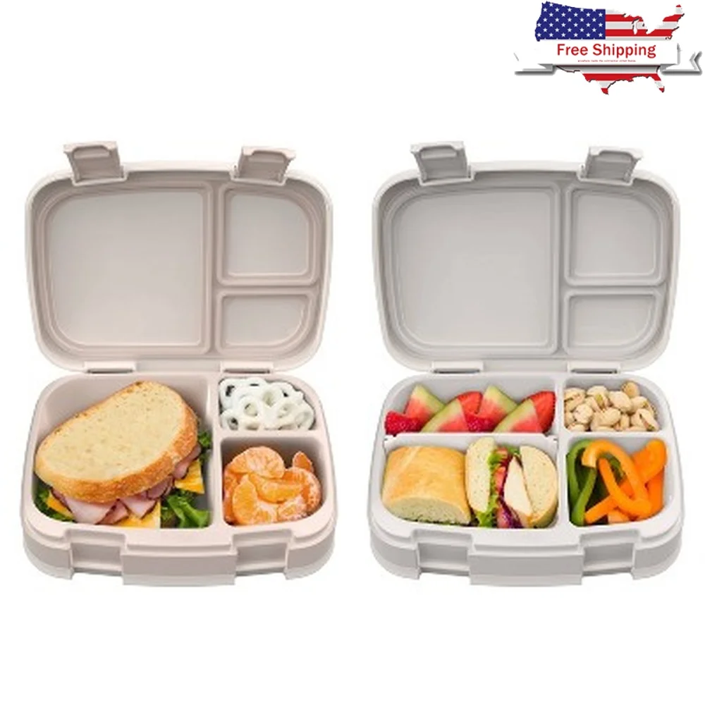 

Leakproof Bento Lunch Box 2 Pack BPA-Free Food Containers Removable Tray with 3 Compartments Ideal Meal Prep Dishwasher Safe
