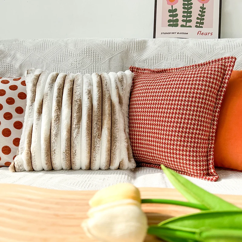Yarn Dyed  Houndstooth Pattern Decorative Sofa Cushions Cover For Home Pillowcase 45x45cm Sitting Cushion Covers For Room Decor