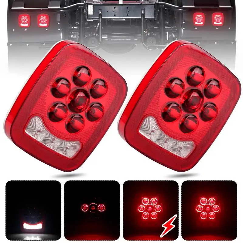 

Universal 20 LED Tail Light White DRL Running Lamp Red Brake Stop Lamp Flashing Trailer Lamp For Truck Tractor Lorry RV 12V 24V