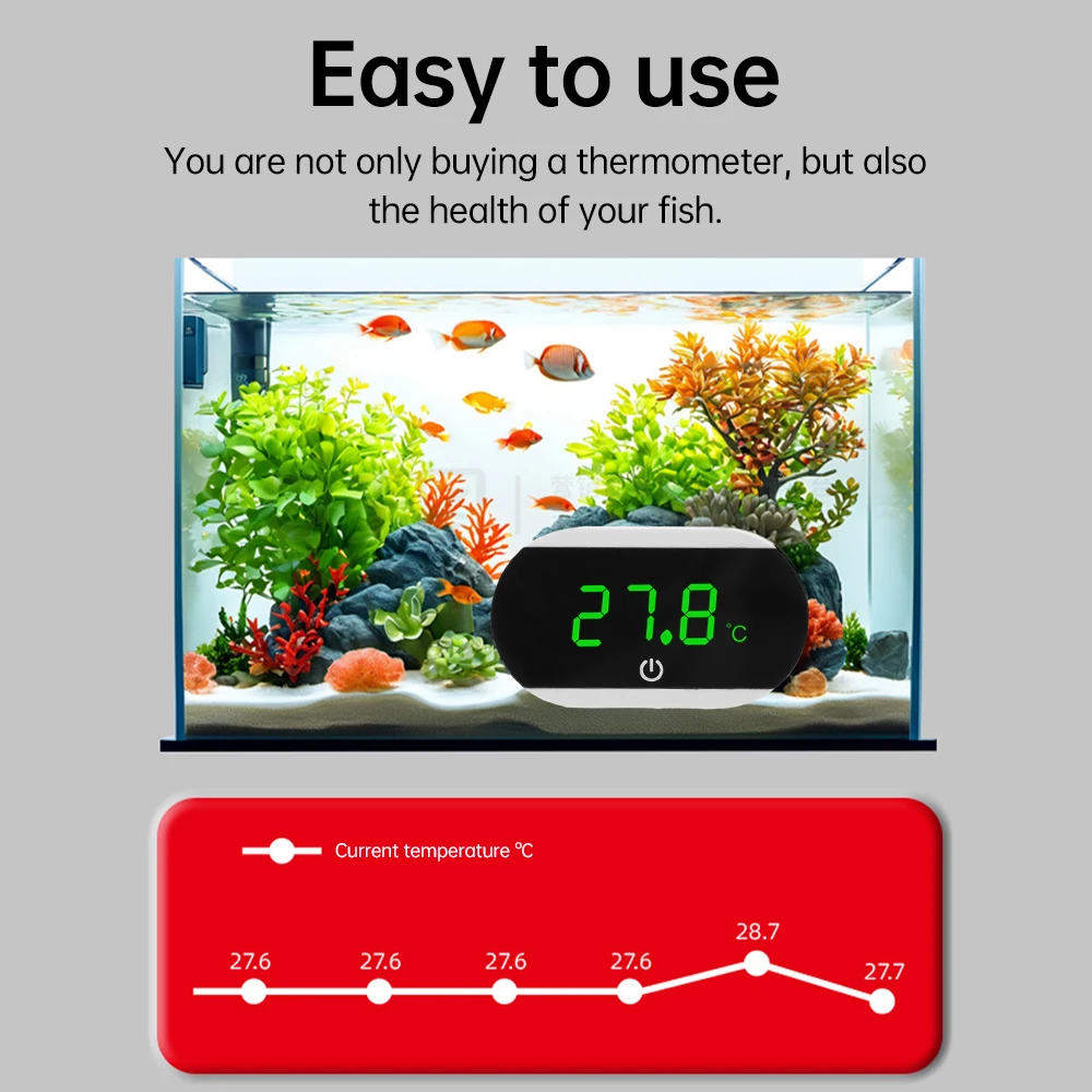 Aquarium Schnurloses elektronisches Thermometer LED Digitaler externer Temperaturüberwachungssensor Aquarium Mini-Thermometer