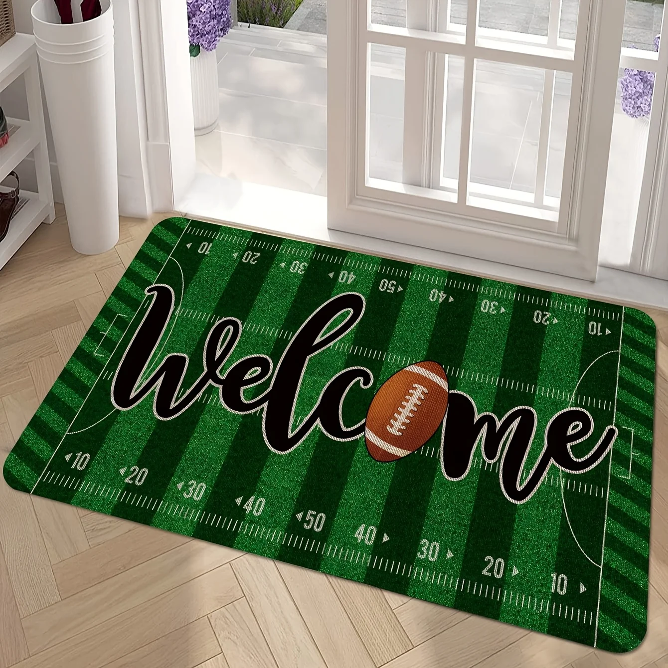 VIKAMA Rugby Ball Doormat Warmth Retention & Noise Reduction Entrance Hallway Doormat Bathroom & Toilet Rug Home Decor