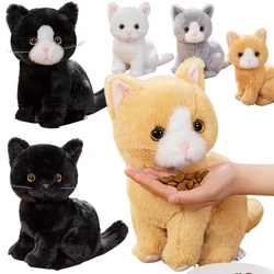 1pc 26cm Simulation Cat Plush Toy Cartoon Sitting Cute Kitten Animal Grey White Black Cats Artificial Touch Doll Gift for Kids