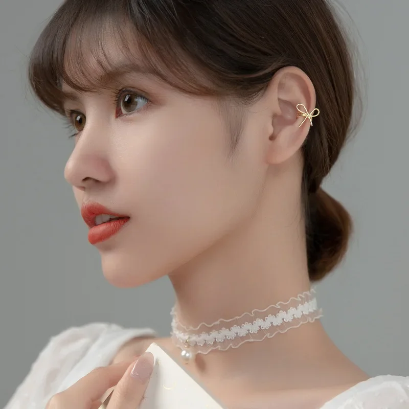 Trustdavis Real 925 Silver Bowknot Ear Cuff Clip on Earrings for Women Daily Wear Jewelry Gift DB1186 view 3