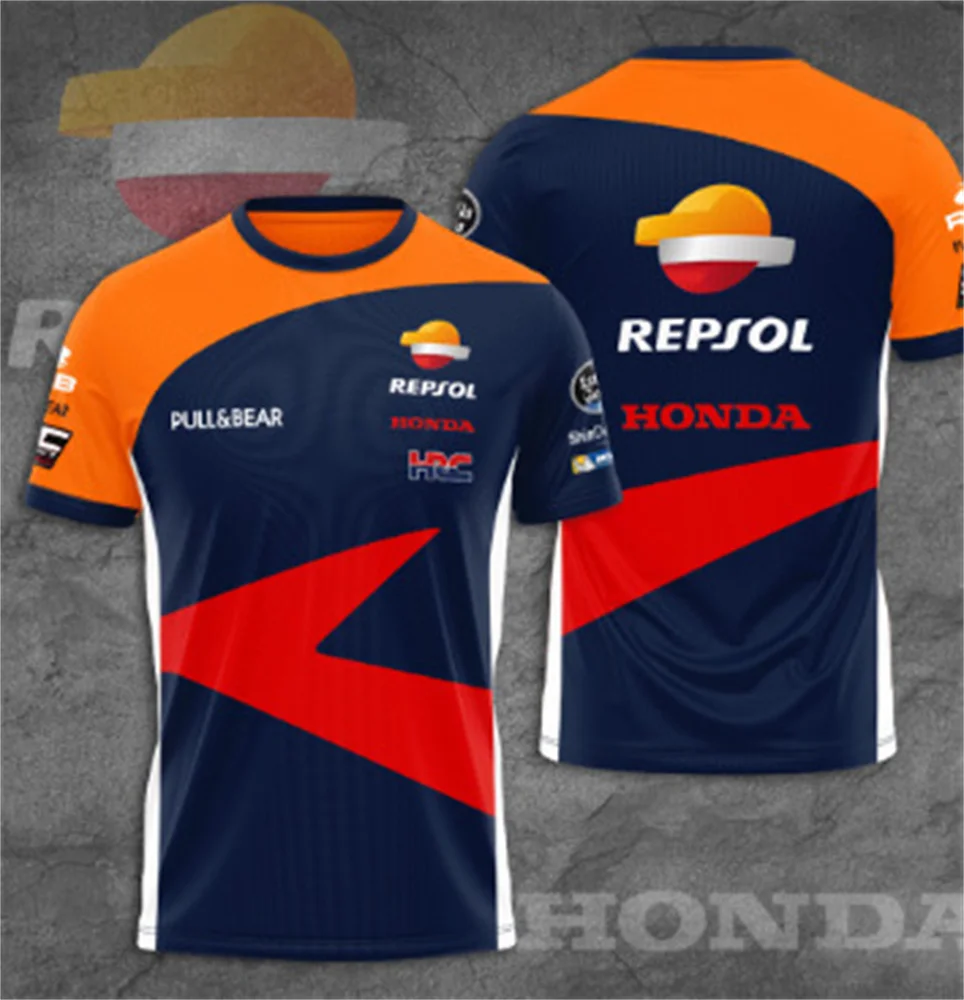 

2025 Honda HRC men's racing suit summer lightweight short-sleeved t-shirts, mountain bike and motorcycle off-road tops.