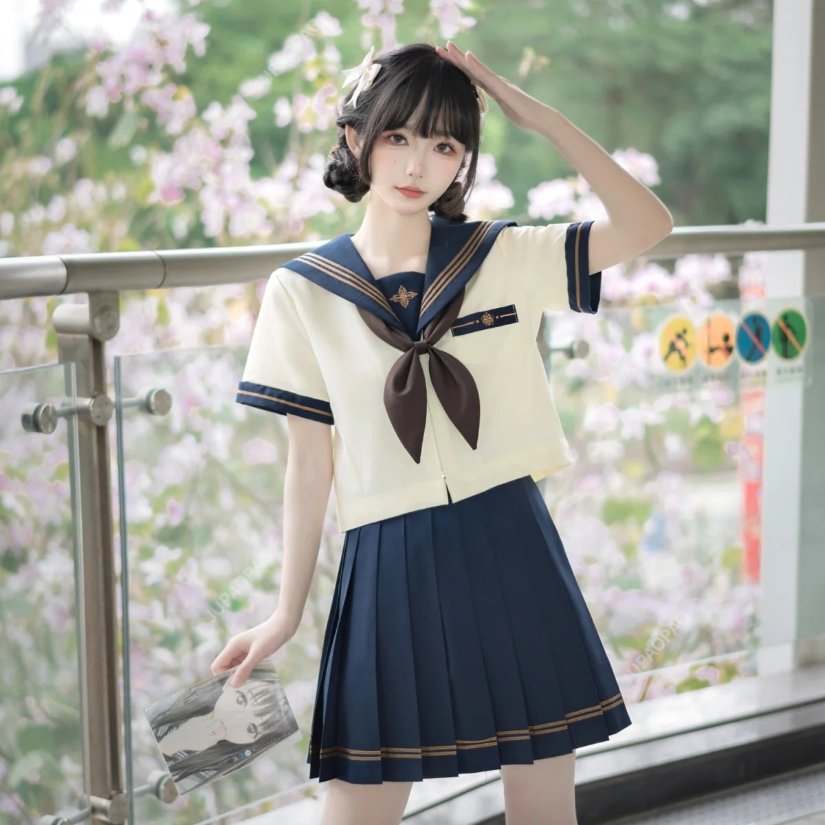 Harajuku Japanese Academy Style JK Uniform Sweet Student Girl Top Short Sleeve Long Sleeve Sailor Set Casual Pleated Skirt Three