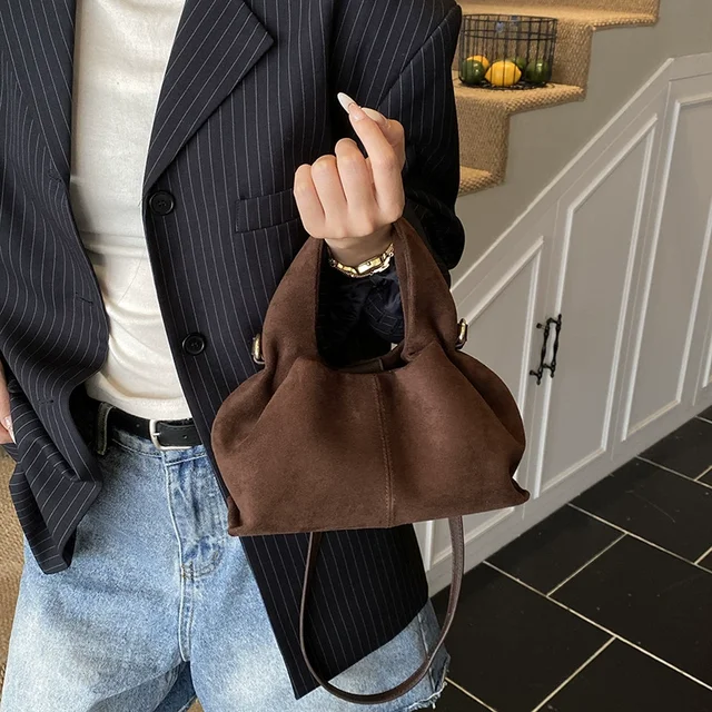 French Cloud Dumpling Bags Brand Design Frosted New Fashion Handbag Lunch Box Bag Retro Magnetic Clasp Shoulder Crossbody Bags