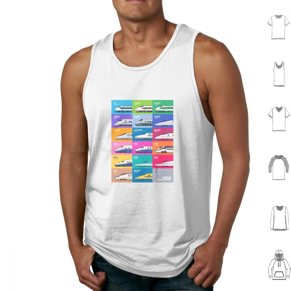 Shinkansen Bullet Train Grid Pattern Tank Tops Vest Sleeveless Train Pattern Shinkansen Bullet Train Japan 0 Series N700
