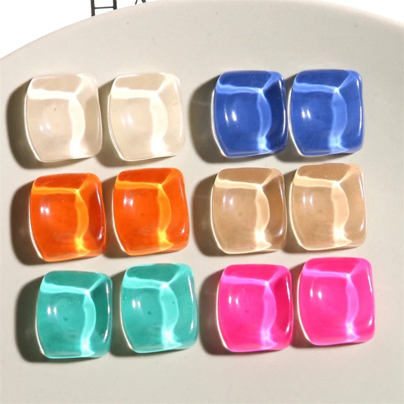 Wholesale 50pcs/lot color print geometry Water ripple rectangle shape resin cabochon beads diy jewelry garment hair accessory