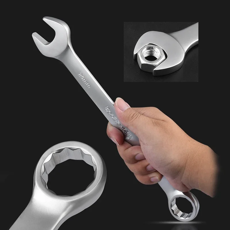 

6mm~32mm Combination Wrench Plum Blossom Open-End Wrench Set 45 Carbon Steel Hardware Tools Double Head Dull Plate Extension