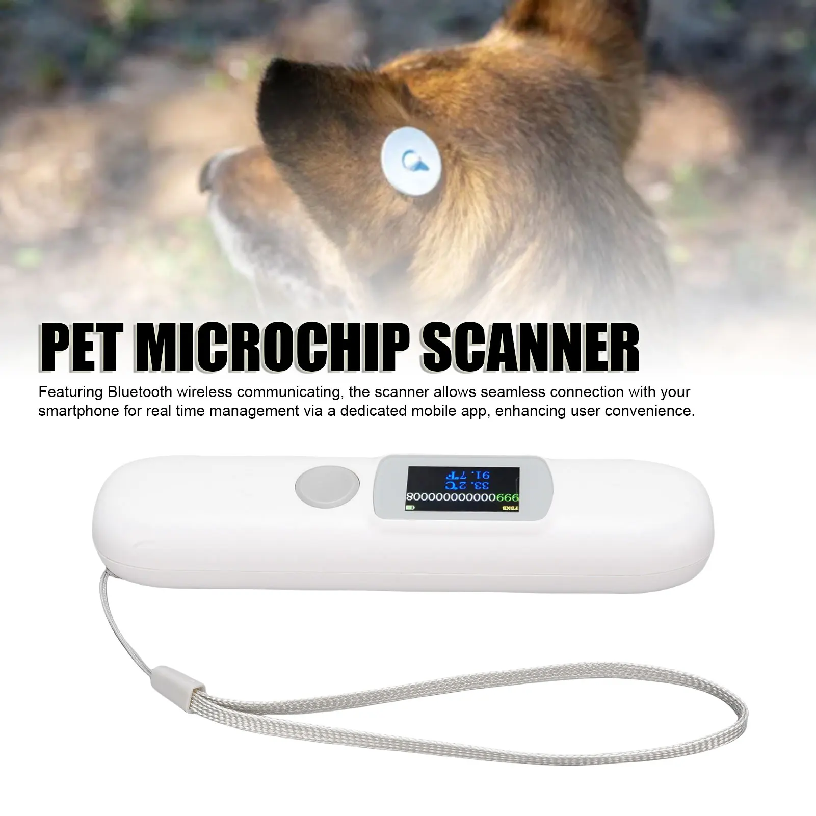 

CT-006 Pet Microchip Scanner Bluetooth Animal Microchip Tag Reader with 1.14 Inches Color Screen for Animal Management