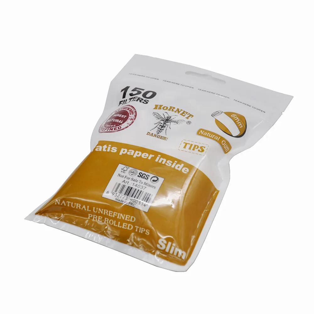150Pcs Per Rolled Tips Natural Prerolled For Rolling Paper 6MM A packet of cigarette paper