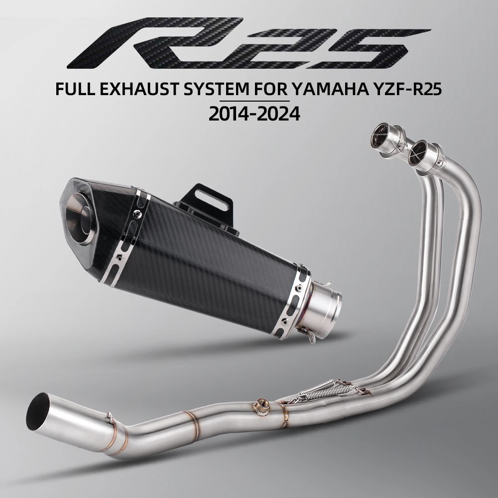 

Slip-on For Yamaha YZF R3 R25 MT03 2015-2024 Motorcycle Exhaust Escape Moto Full System Front Link Pipe Carbon Muffler